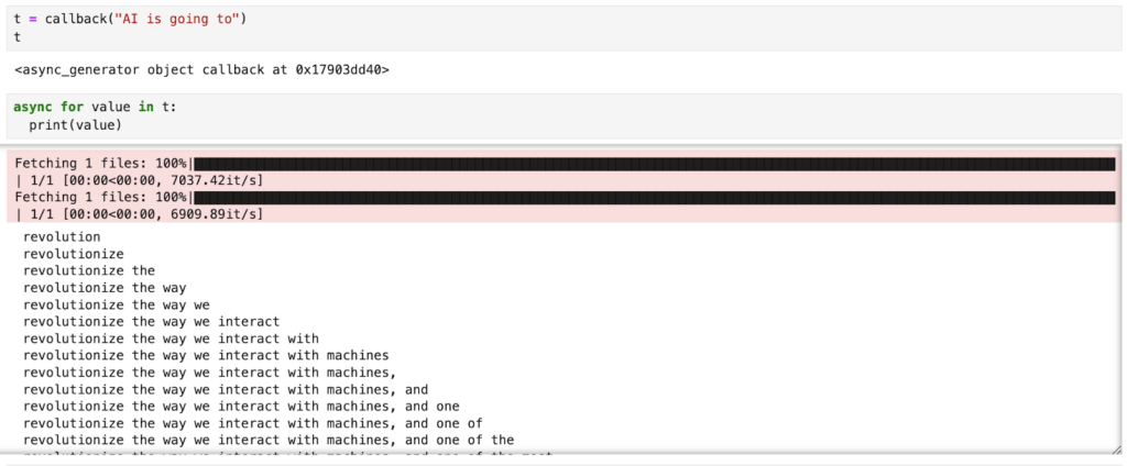 Async generator object callback